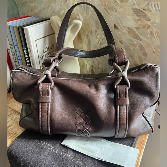 BOTTEGA VENETA Brown Leather Mini Boston Bag - Picture 2 of 10